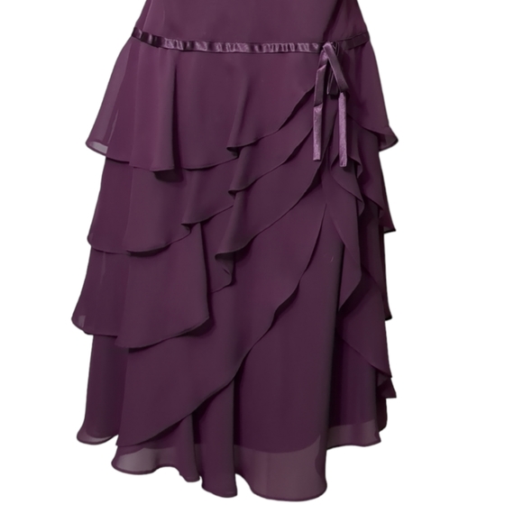 Tradition petite 14p 100% polyester midi layered dress purple - Picture 8 of 13